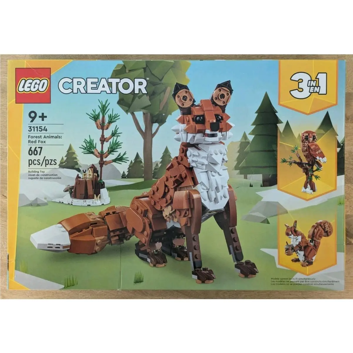 Lego Creator 3 in 1 Forest Animals: Red Fox 31154 Squirrel Owl Building Toy
