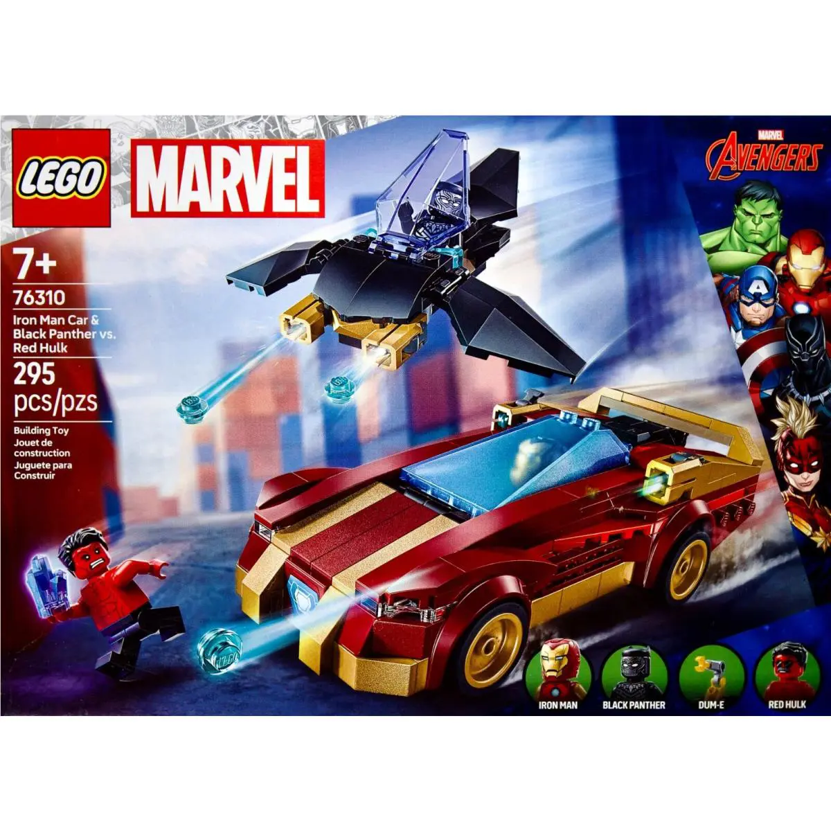 Lego Marvel: Iron Man Car Black Panther Vs. Red Hulk 76310 295 Pieces