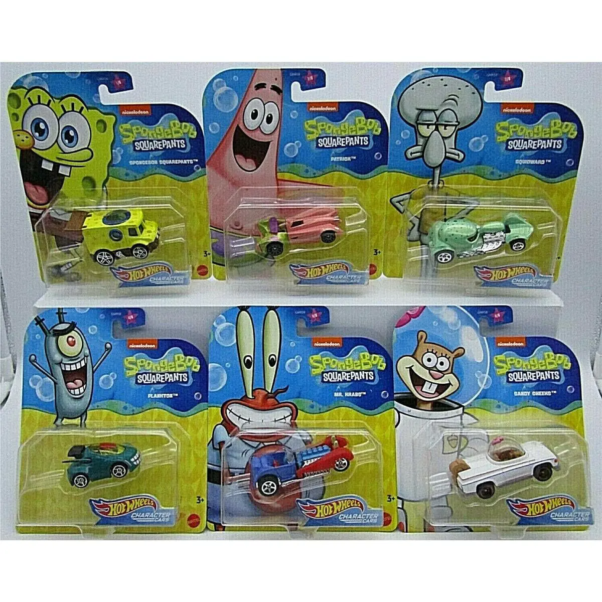 Hot Wheels 2020 Character Cars Spongebob Squarepants Set of 6 1/64 Diecast