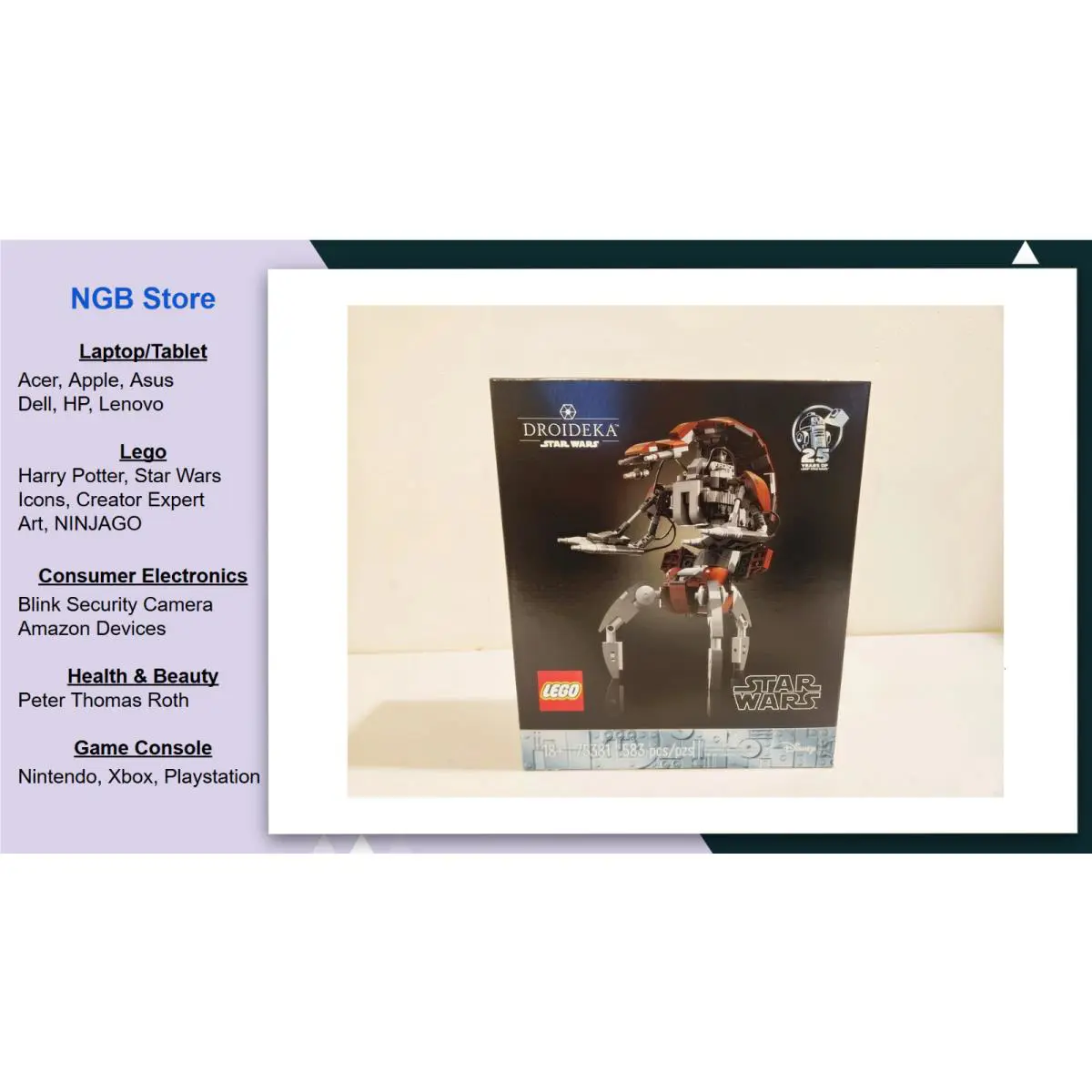 Lego Star Wars Droideka Model For Build and Display 75381 US