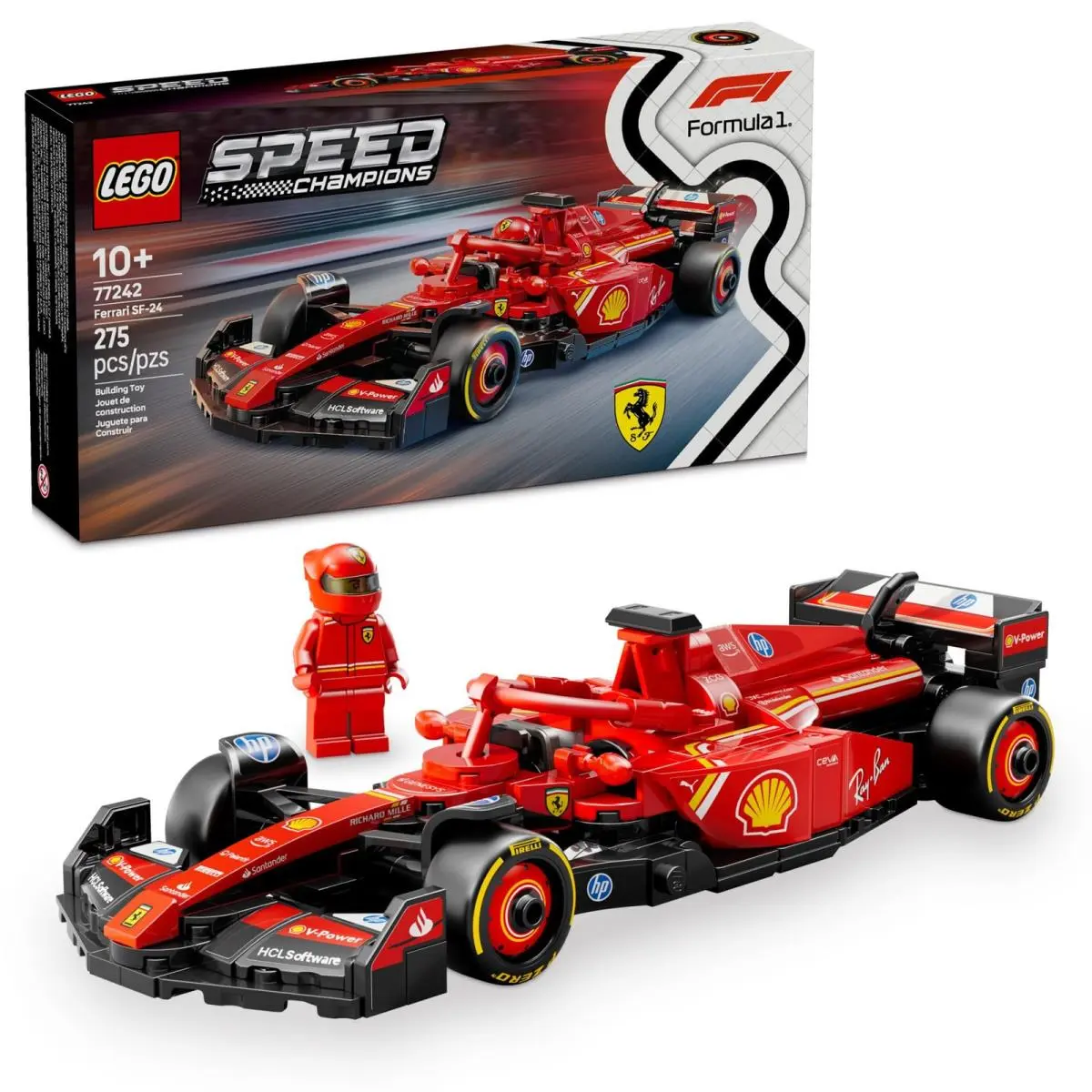 Lego Speed Champions Ferrari SF-24 F1 Race Car Toys - Building Multicolor