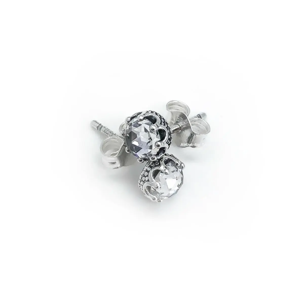 925 Sparkling White Blue Cubic Zirconia Crown Stud Earrings 298311CZ White 298311CZ by Pandora