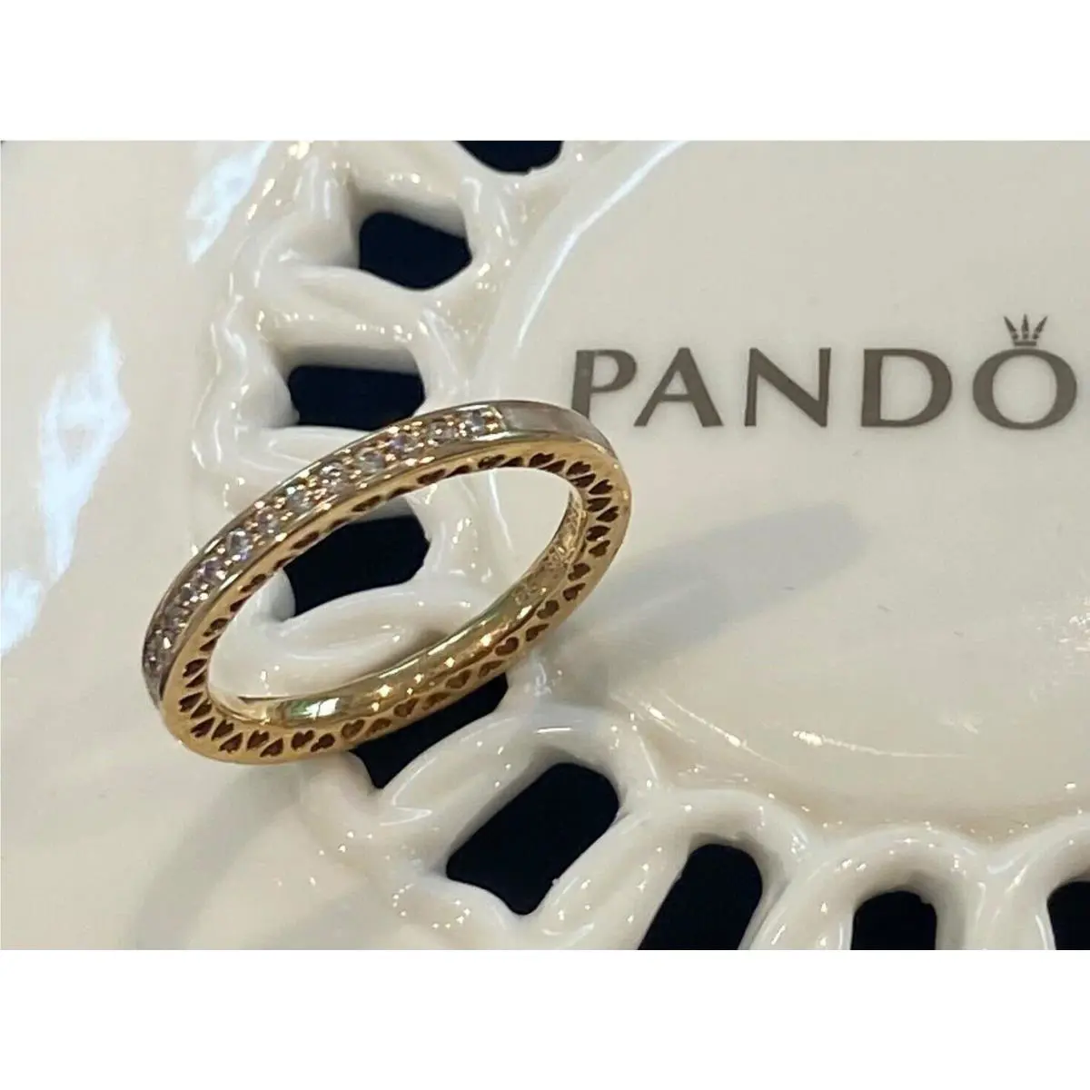 Pandora 14K Gold Radiant Hearts Ring 150186CZ