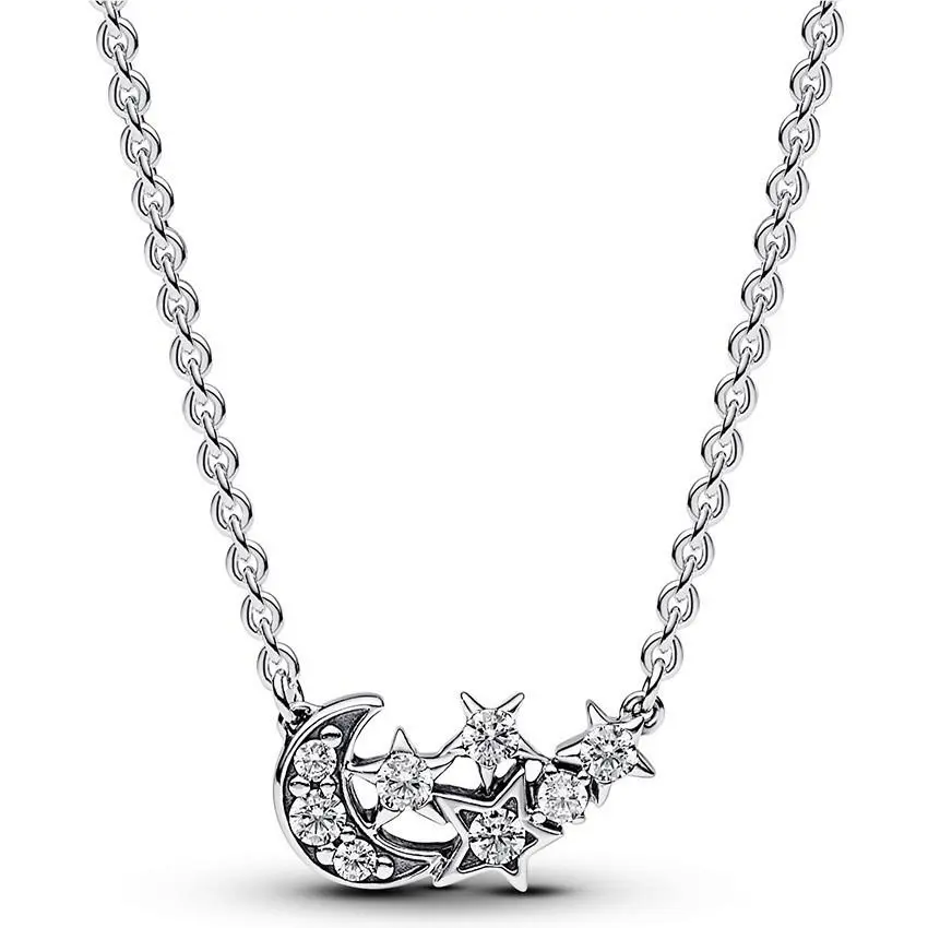 Pandora Sparkling Moon Star Collier Necklace 392991C01-45