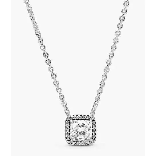 Pandora Silver Necklace with Clear Cubic Zirconia Pendant