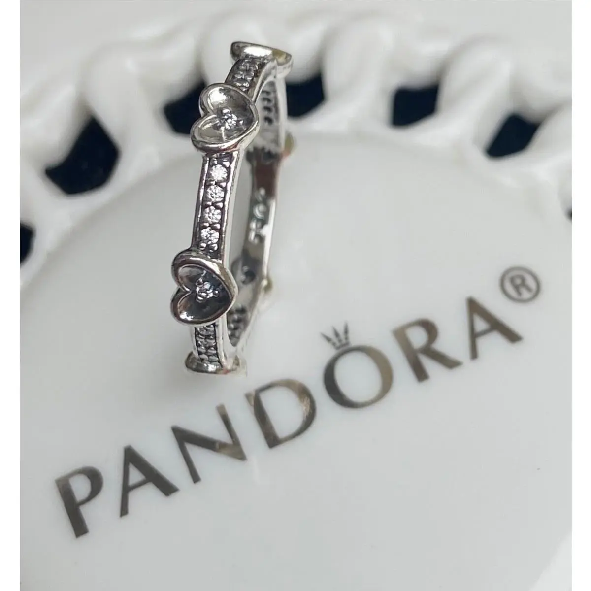 Pandora Radiant Sparkling Hearts Ring 192496C01-52 Size 6