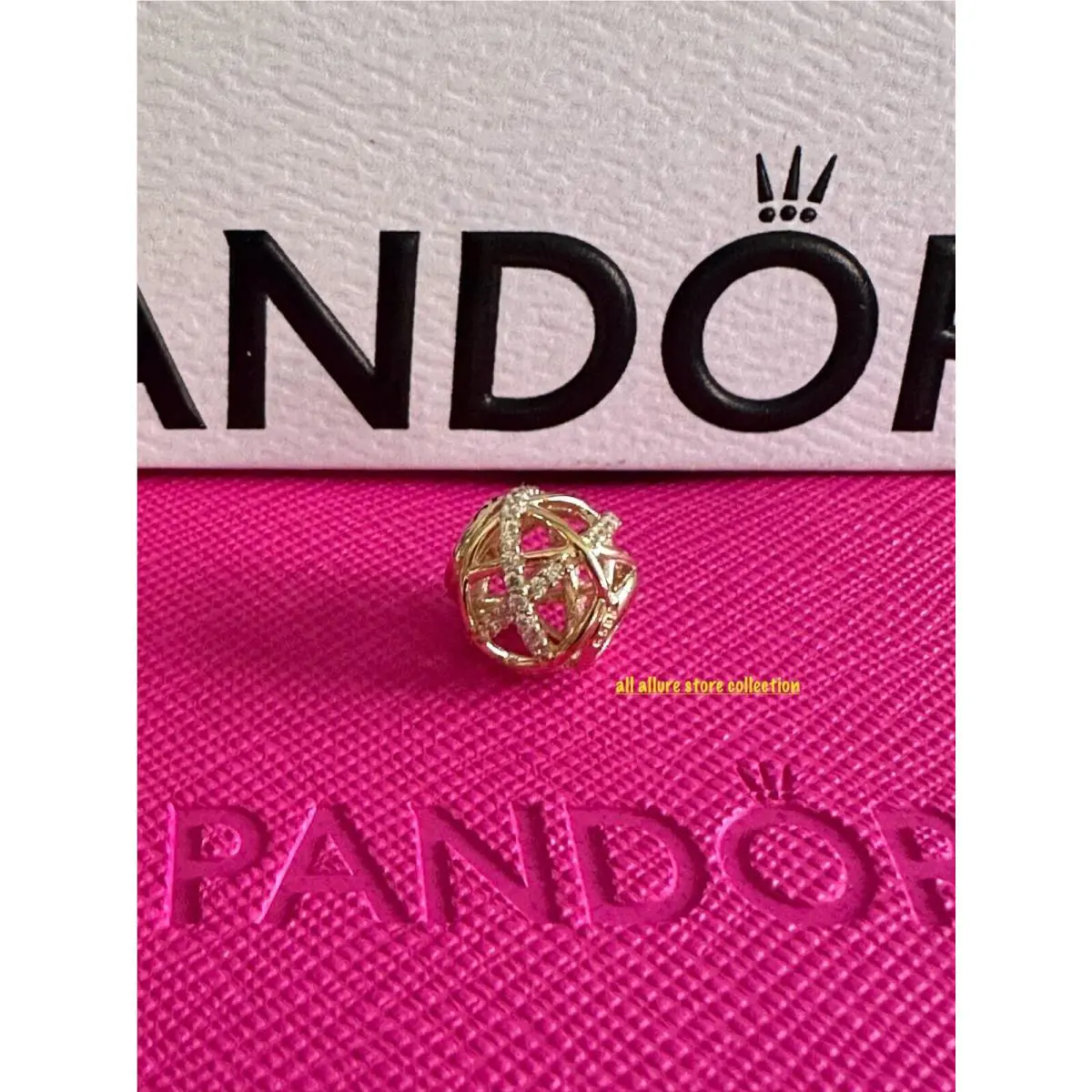 BN Pandora 14K Gold Galaxy Openwork Charm with CZ -750827 with Heart Jewelry Box