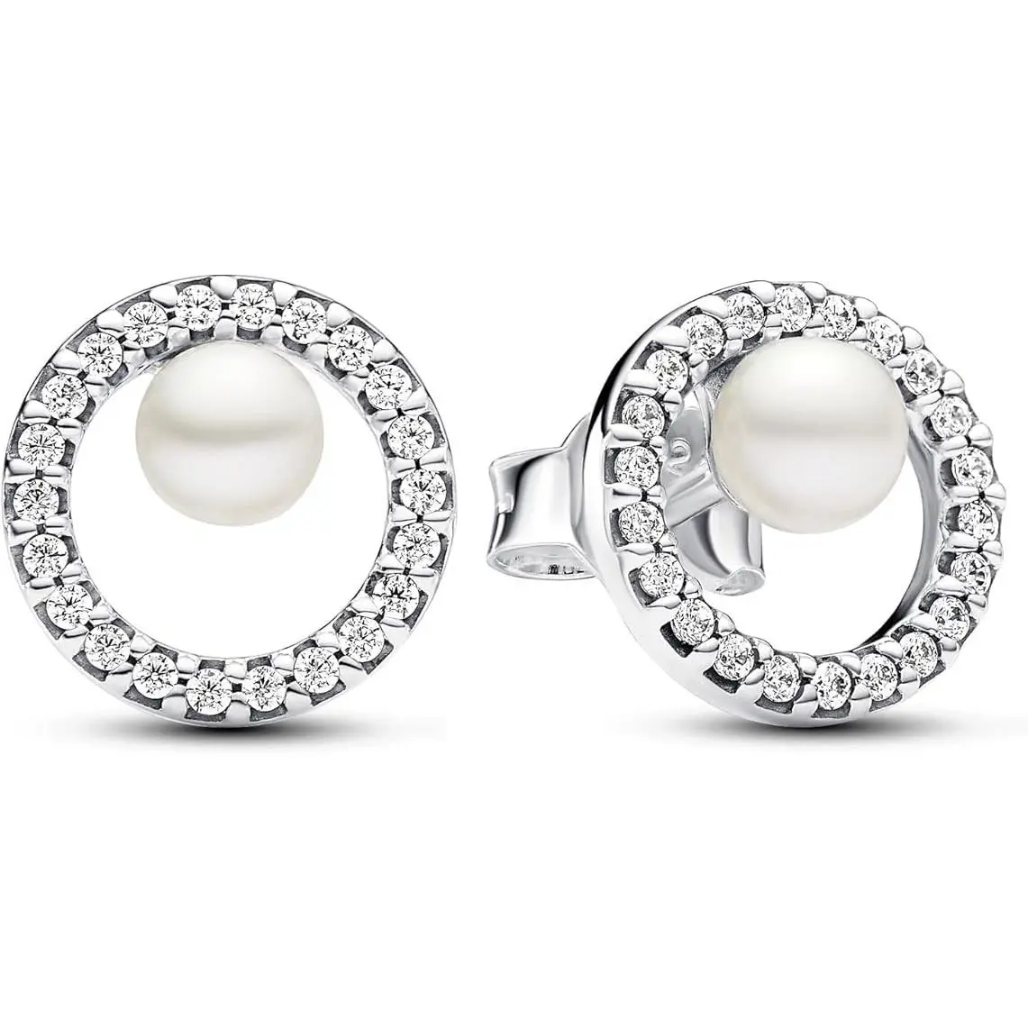 Pandora Treated Freshwater Cultured Pearl Pave Halo Stud Earrings 293154C01
