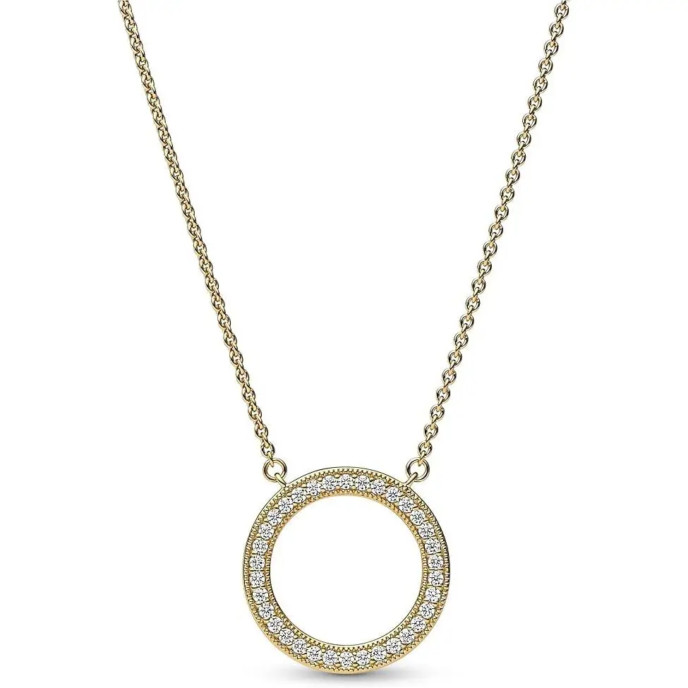 Pandora Signature Pave Hearts Circle Pendant Necklace 362735C01-45