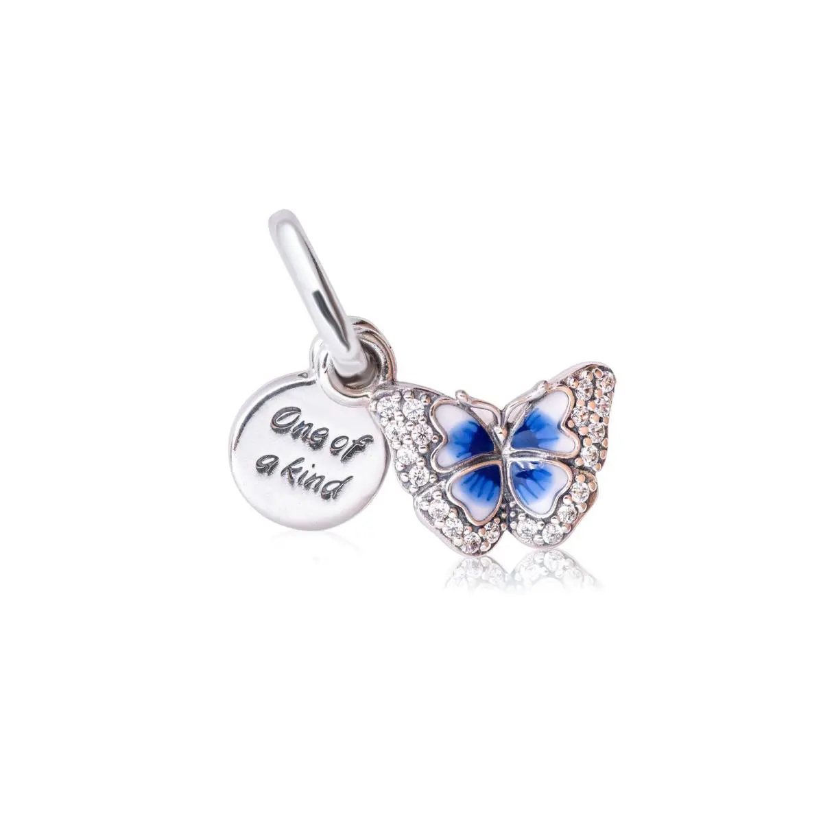Pandora Moments Blue Butterfly Quote Double Dangle Charm 790757C01
