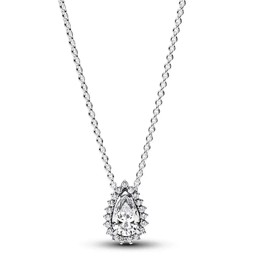 Pandora Sparkling Pear Halo Collier Necklace 392832C01-45