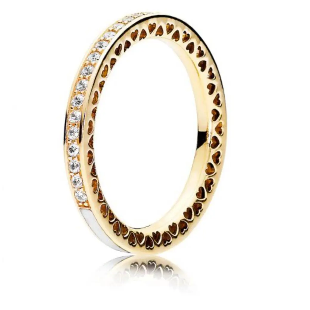 Radiant Hearts of Pandora Ring - 14k Gold Band 56 US 7.5. 50186CZ