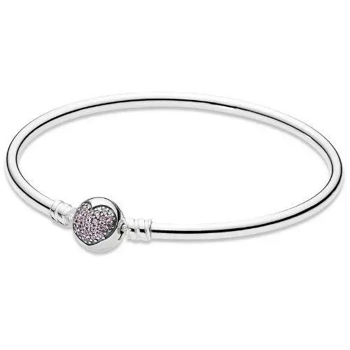 Pandora Silver Bangle Bracelet Pink CZ 590716PCZ-19