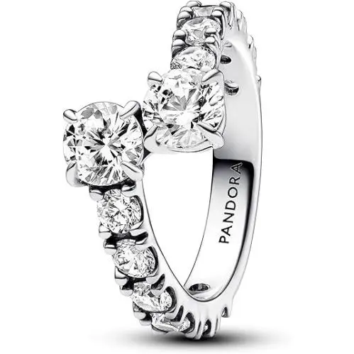Pandora Sparkling Overlapping Band Ring 193149C01-56