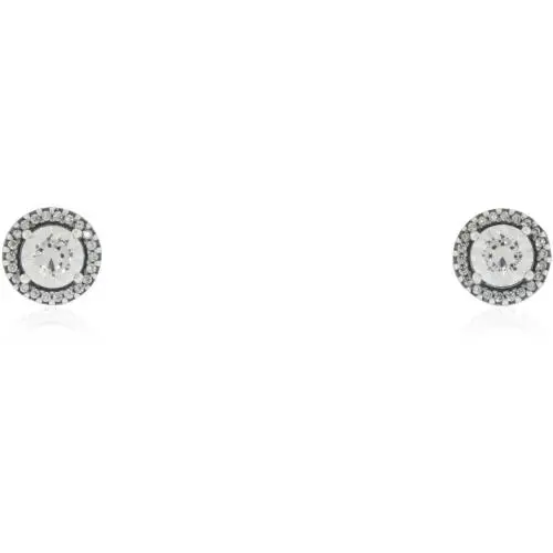 Pandora Sterling Silver Round Clear CZ Earrings - 296272CZ