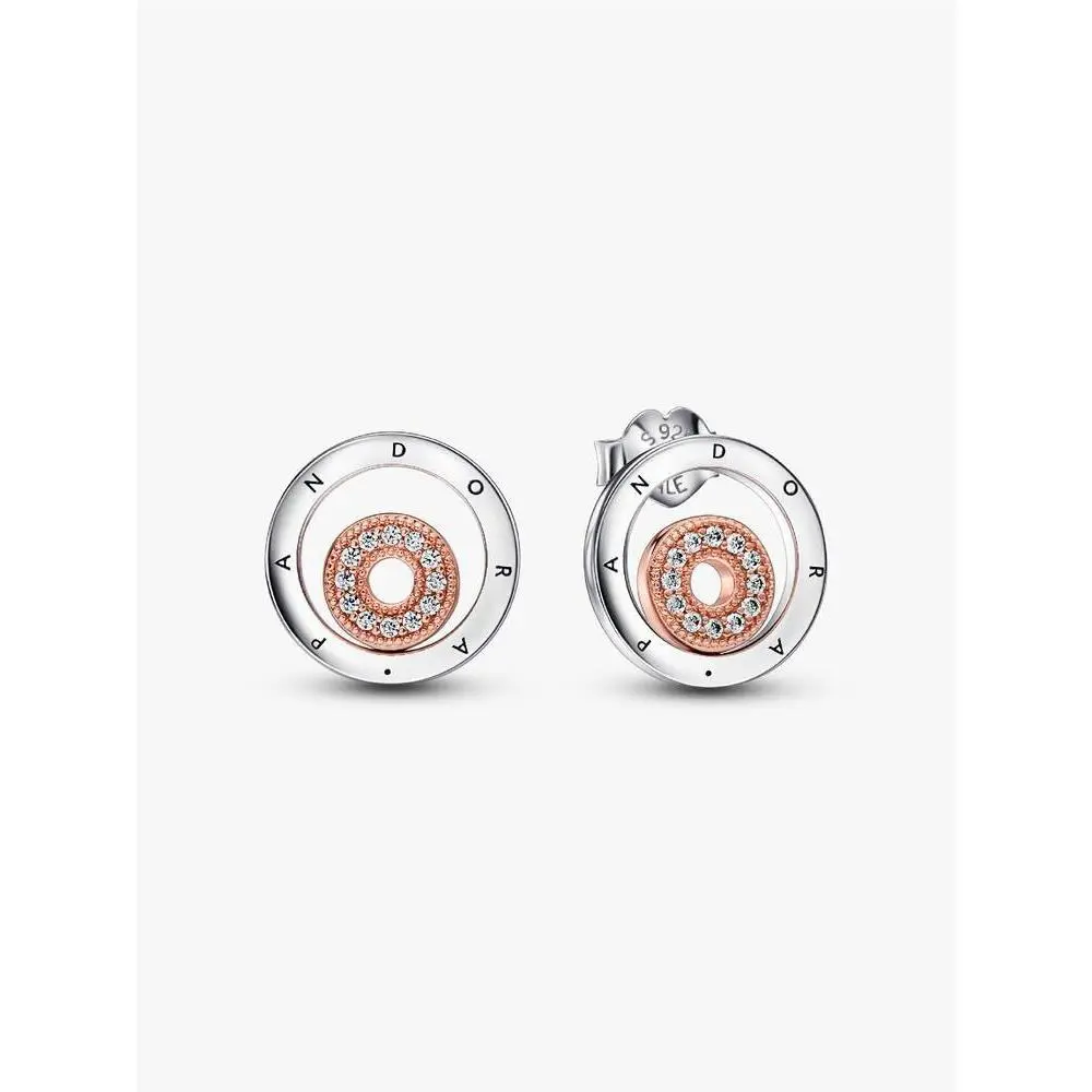 Pandora Signature Two-tone Logo Circles Stud Earrings 282314C01