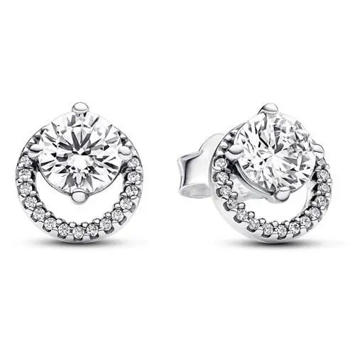 Pandora Sparkling Round Halo Stud Earrings - Clear