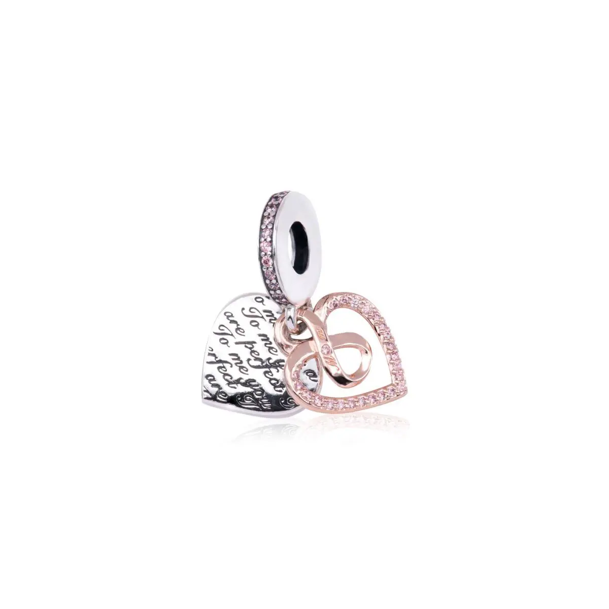 Pandora Two-tone Infinity Heart Double Dangle Charm 782641C01