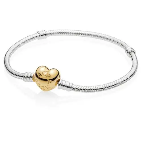 Pandora Moments 925 Sterling Silver Bracelet with 18k Gold Plated Pandora Shine