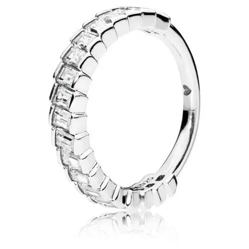 Pandora Ice Cube Ring in Sterling Silver with 19 Bar-set Baguette-cut Clear CZ