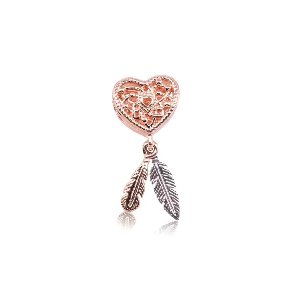 Pandora Openwork Heart Two Feathers Dreamcatcher Charm 789068C00