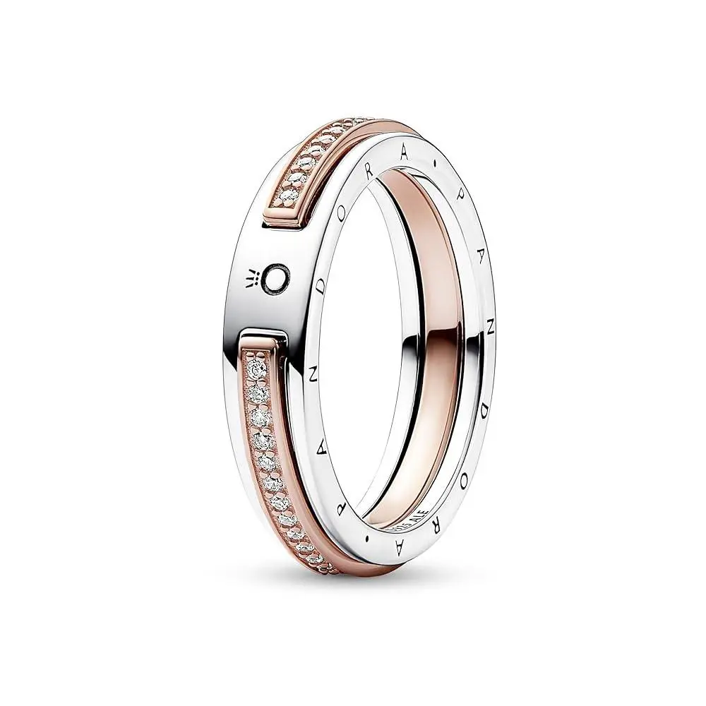 Pandora Signature Two-tone Logo Pave Ring