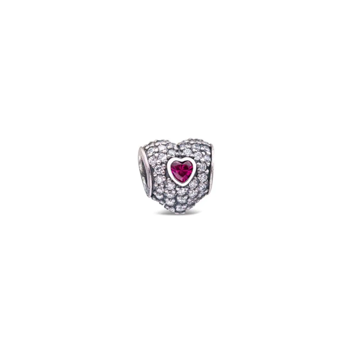 Pandora In My Heart Charm - Clear CZ Synthetic Ruby - 791168SRU