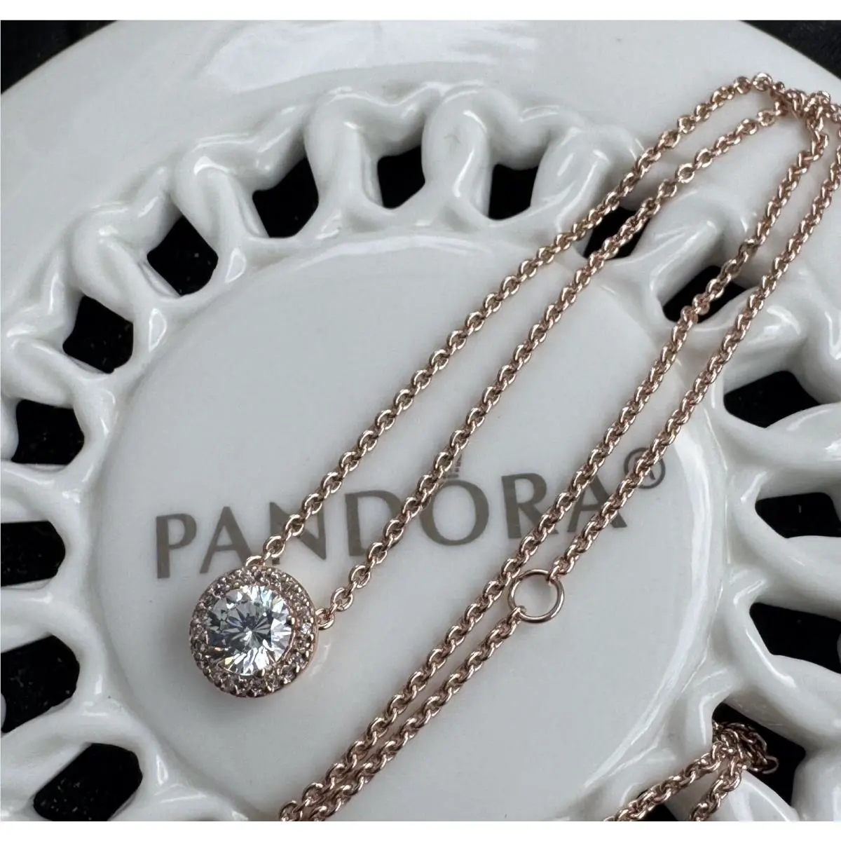 Pandora Rose Round Sparkle Halo Necklace 386240CZ- 45 cm / 17.7