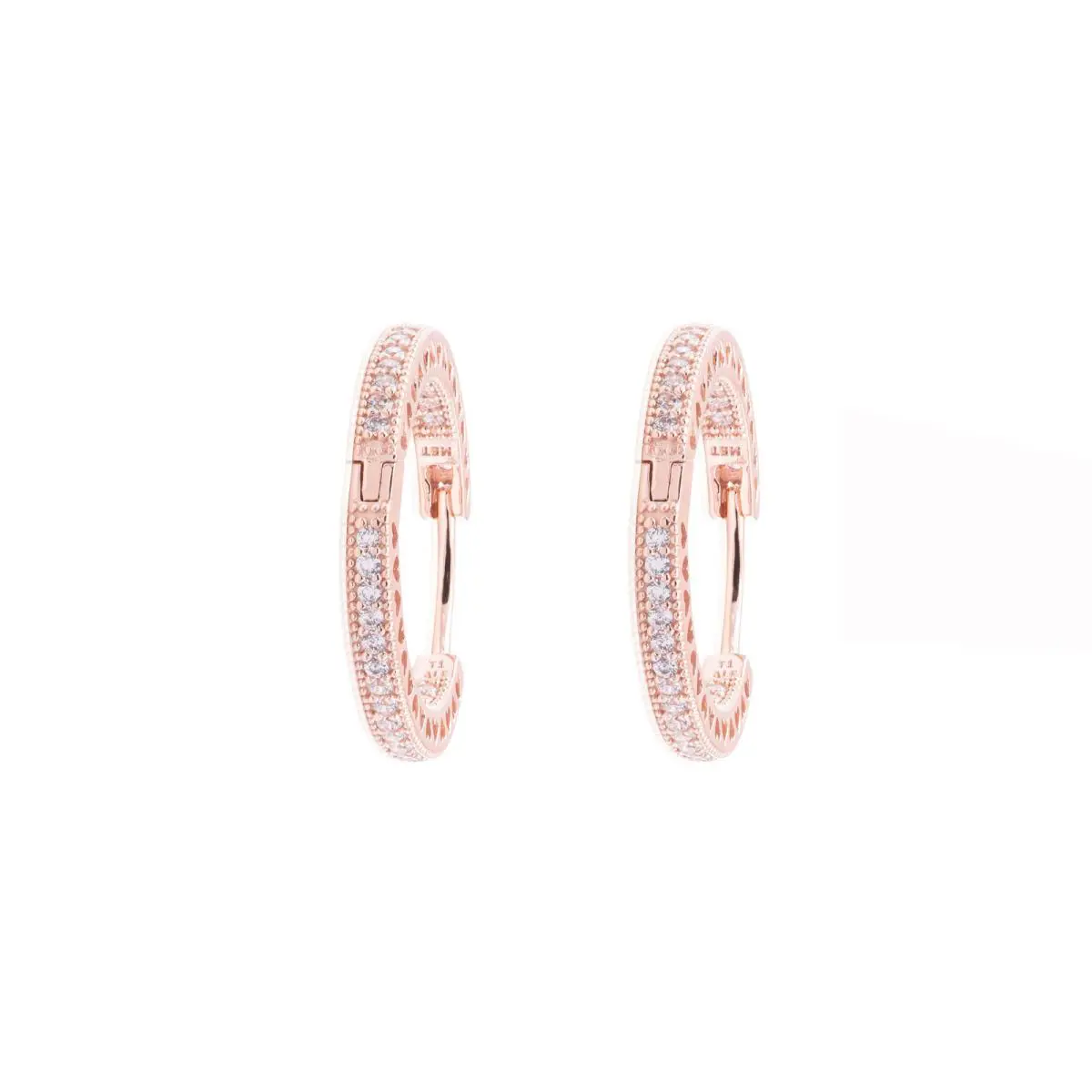 Pandora Hoop Earrings In Pandora Rose with Clear Cubic Zirconia and Cut-out