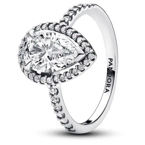 Sparkling Pear Halo Ring Size 52 193012C01-52 by Pandora