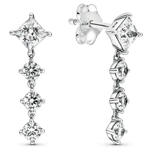 Pandora Sparkling Round Square Drop Earrings 290045C01