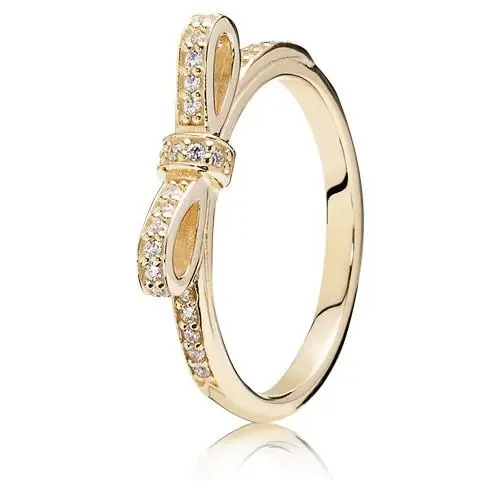 Pandora 14K Gold Sparkling Bow Ring with Clear Zirconia 150175CZ-60