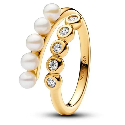 Pandora Treated Freshwater Cultured Pearls Stones Open Ring 163146C01-54