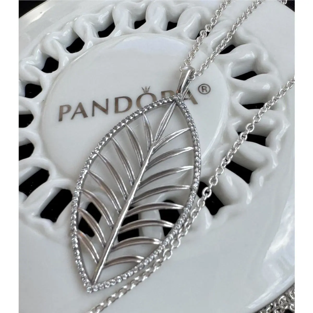 Pandora Palm Leaf Chain Necklace 390370CZ- 90 cm / 35.4