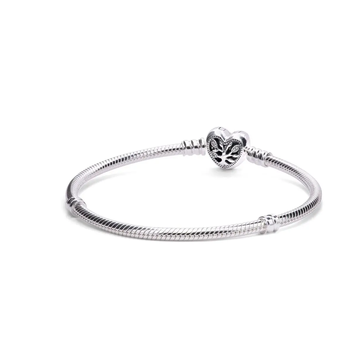 Pandora Moments Family Tree Heart Clasp Snake Chain Bracelet - 17 598827C01-17