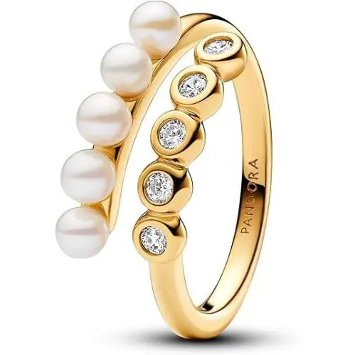 Pandora Treated Freshwater Cultured Pearls Stones Open Ring 163146C01-52