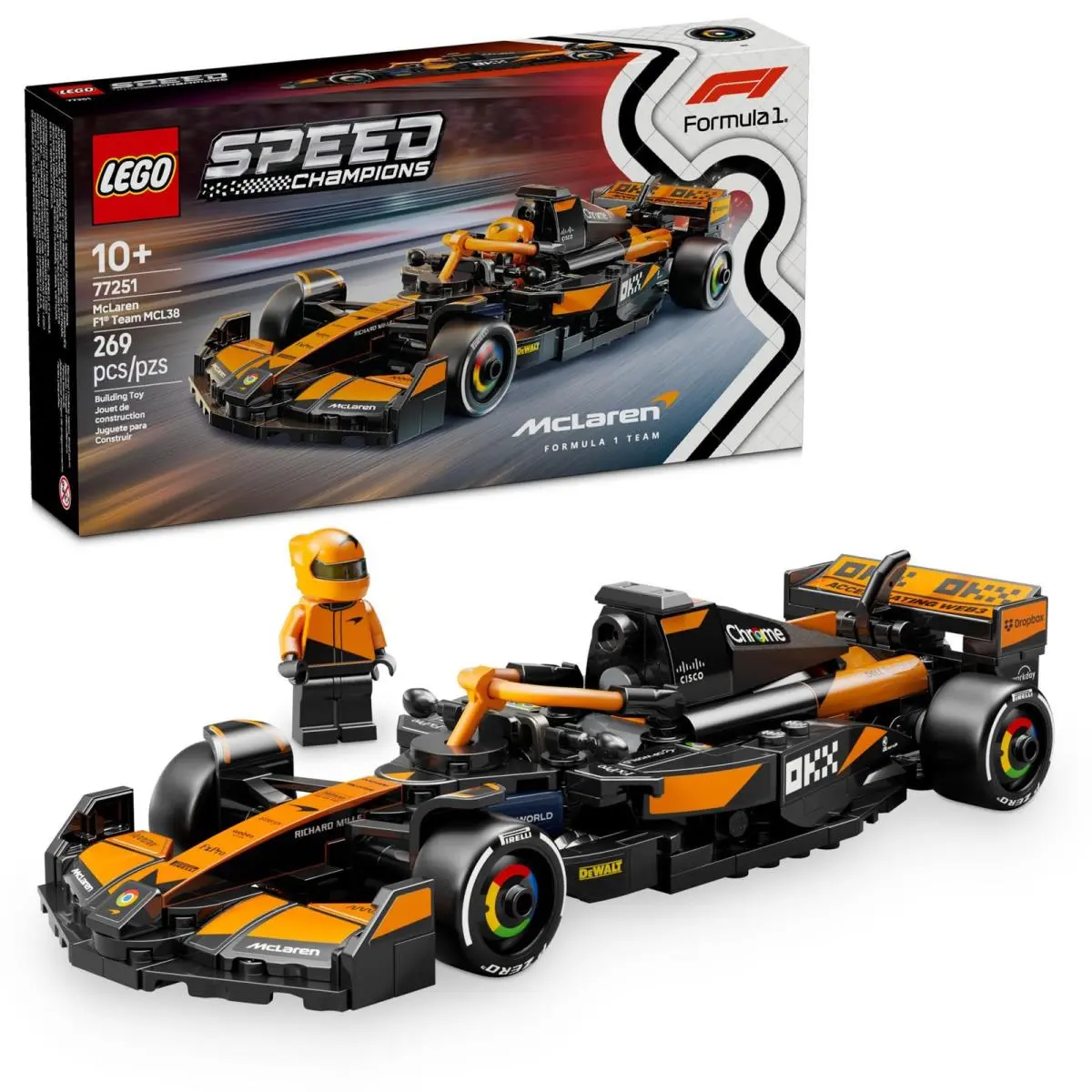 Lego Speed Champions Mclaren F1 Team MCL38 Race Car Toy - Building Multicolor