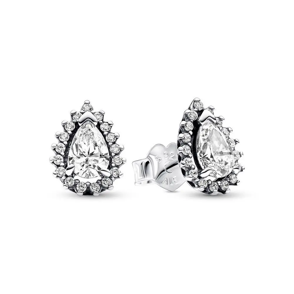 Sparkling Pear Halo Stud Earrings 292834C01 by Pandora