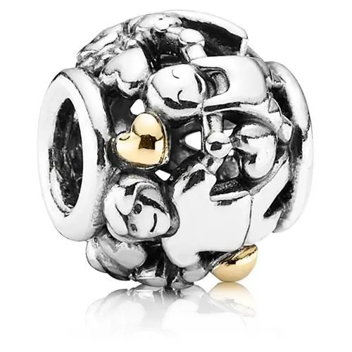 Pandora Sterling Silver and 14K Gold Family Forever Slide Charm 791040