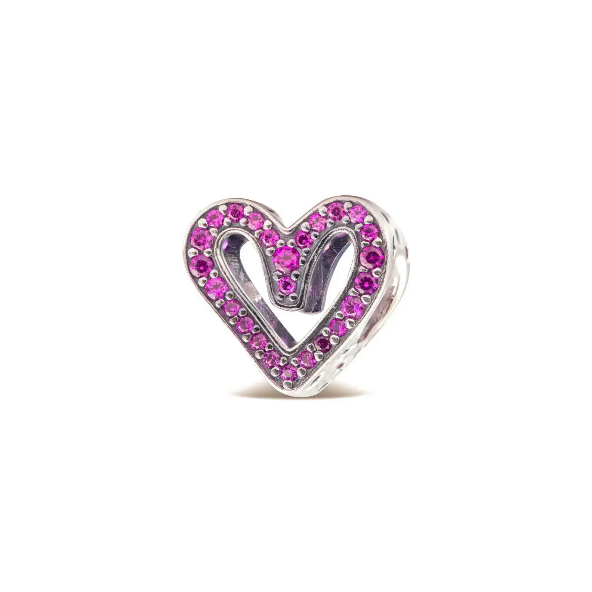 Pandora Sparkling Ruby Red Freehand Heart Charm 798692C02