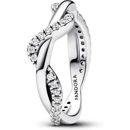 Pandora Sparkling Intertwined Wave Ring 193098C01-56