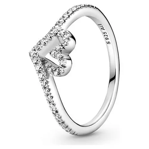 Pandora Sparkling Wishbone Heart Ring 199302C01-48