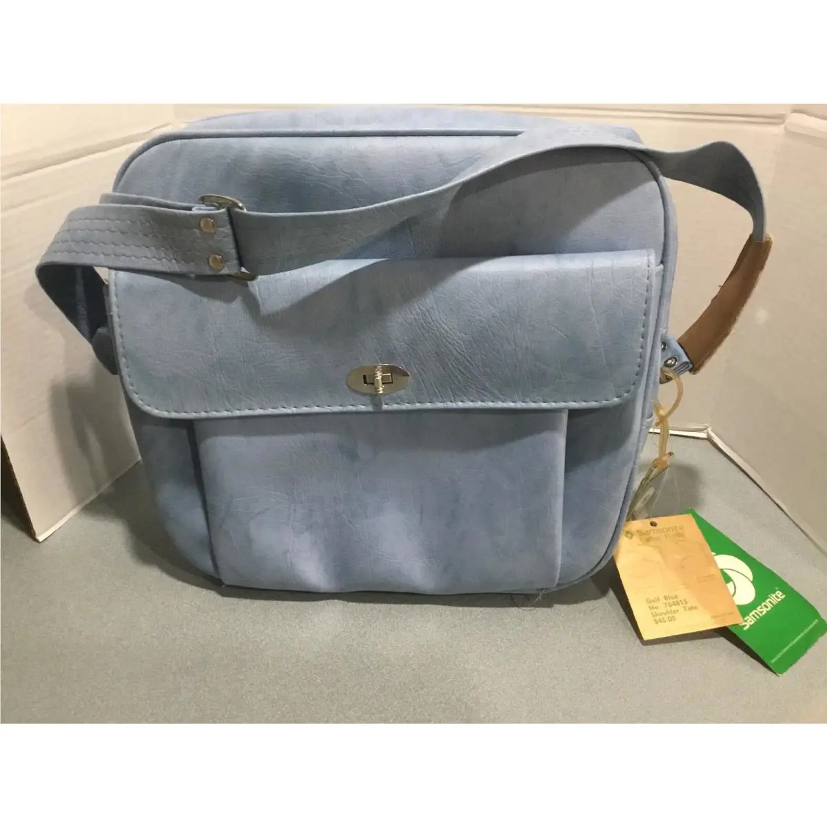 Samsonite Ladies Silhouette Blue Shoulder Tote Carry On Bag W / Tag 1970’s