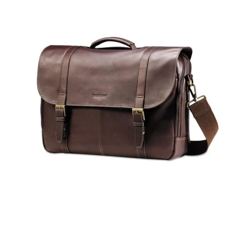 Colombian Leather Flap-over Messenger Bag Brown by Samsonite