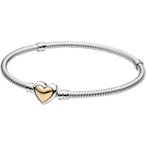 Pandora Domed Golden Heart Clasp Snake Chain Bracelet -20 599380C00-20