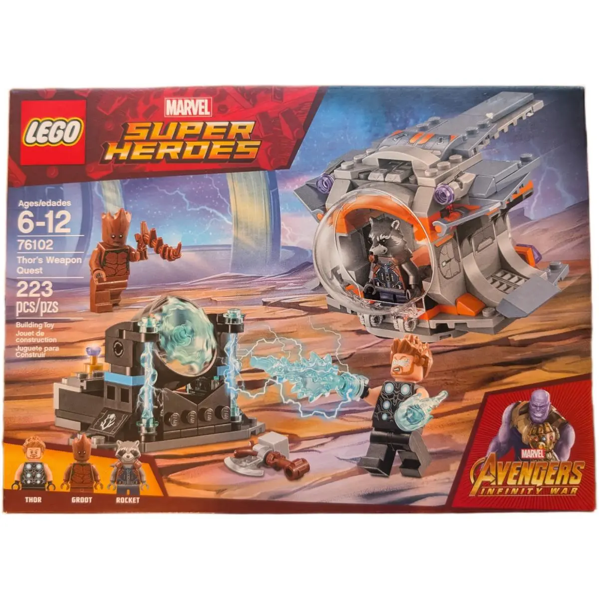Lego 76102 Thor`s Weapon Quest Retired Infinity War Groot Rocket Nisb