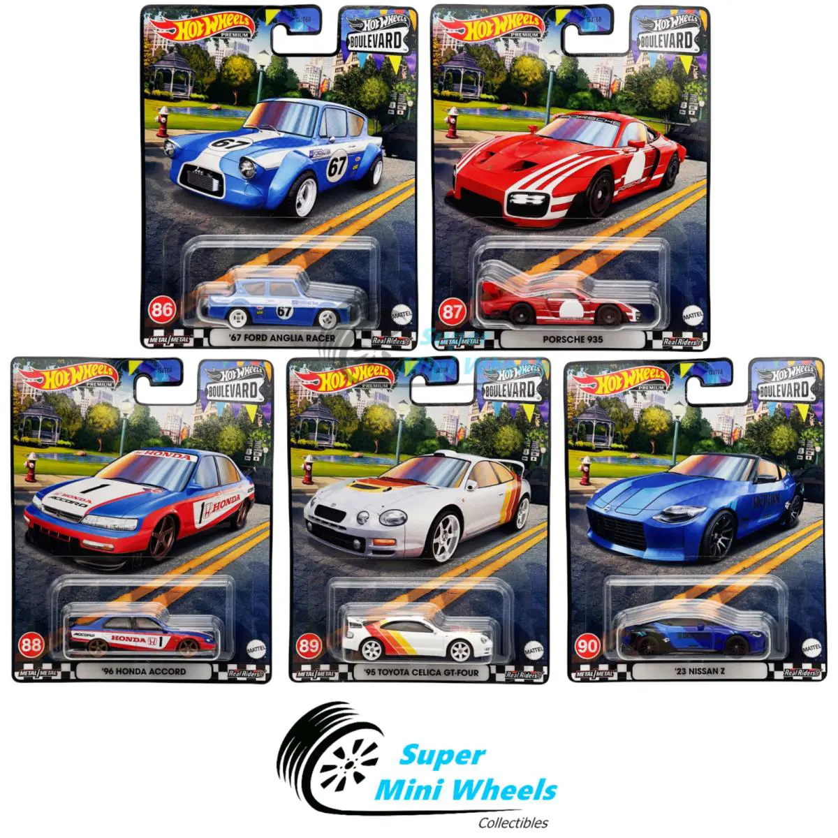 Hot Wheels Boulevard T Case 86- 90 5 Cars Set