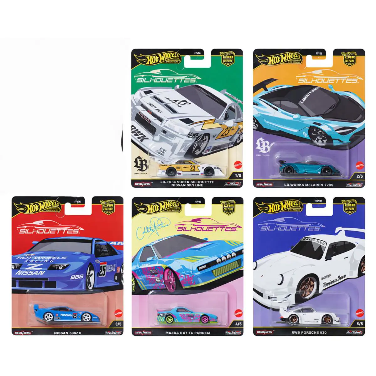 Hot Wheels 1:64 Car Cultures 2025 Silhouettes Set Of 5 Cars