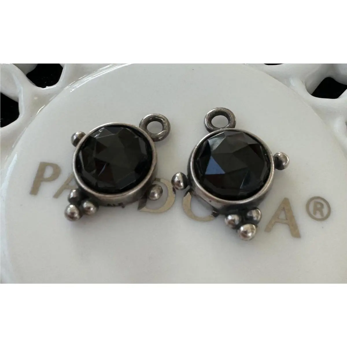 Pandora Melanite Medallion Earrings Charm 290627ME