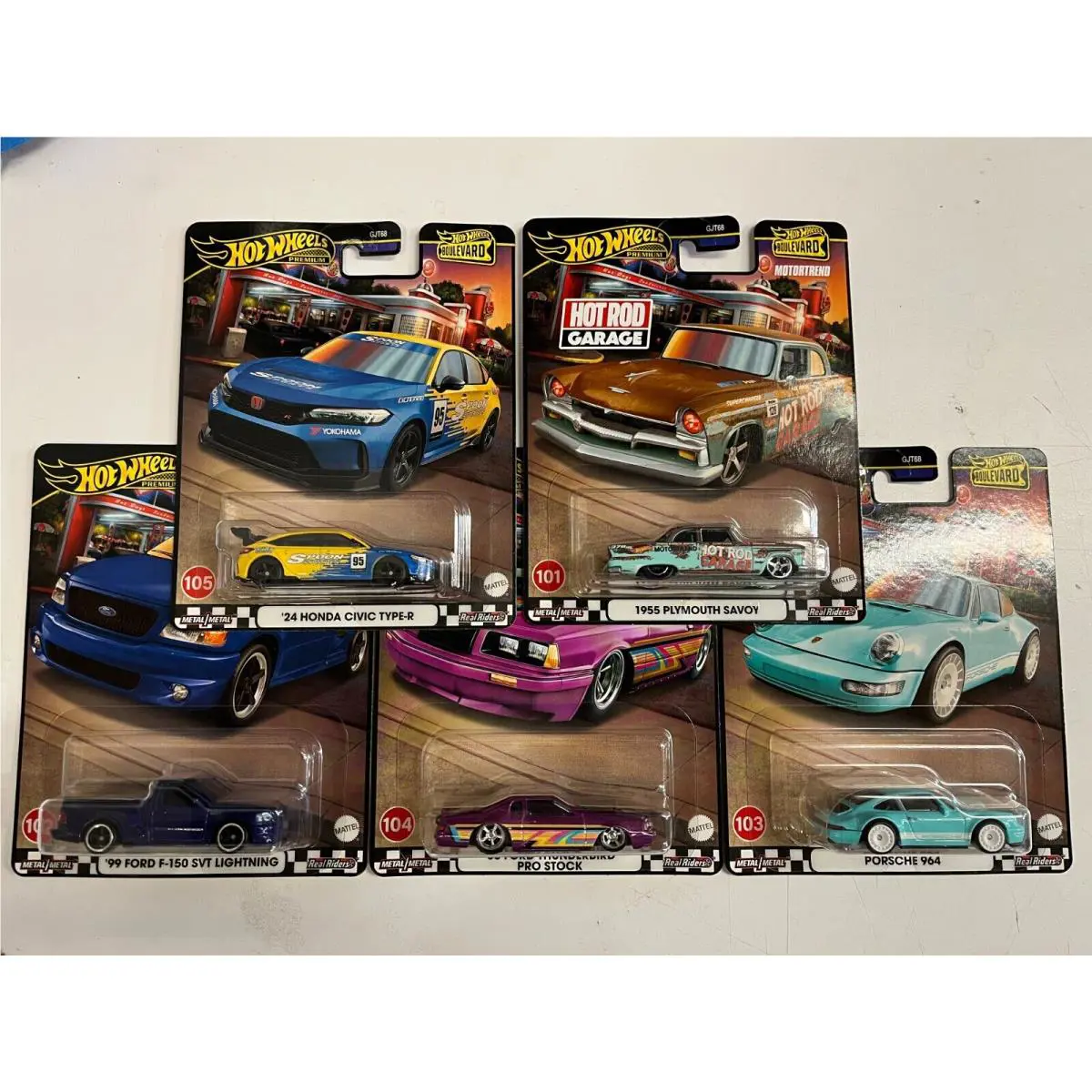 5 Car Set From Case W 2024 Hot Wheels Boulevard Civic Porsche Savoy WC5